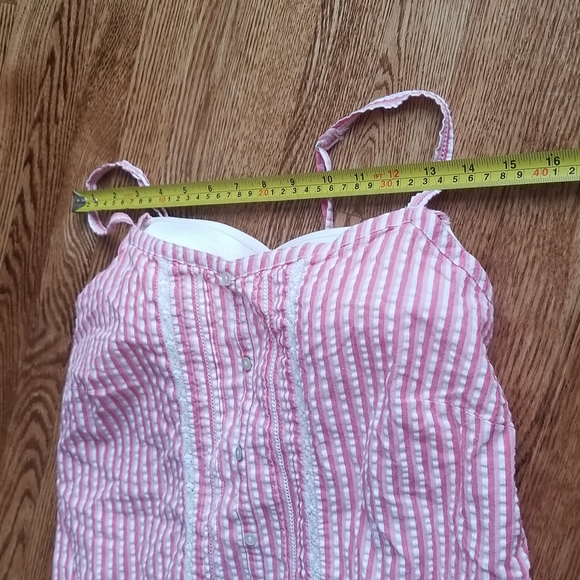 (M) Denver Hayes Striped Spaghetti Strap Tank Top Button Detail Cottagecore Cute - Picture 6 of 9